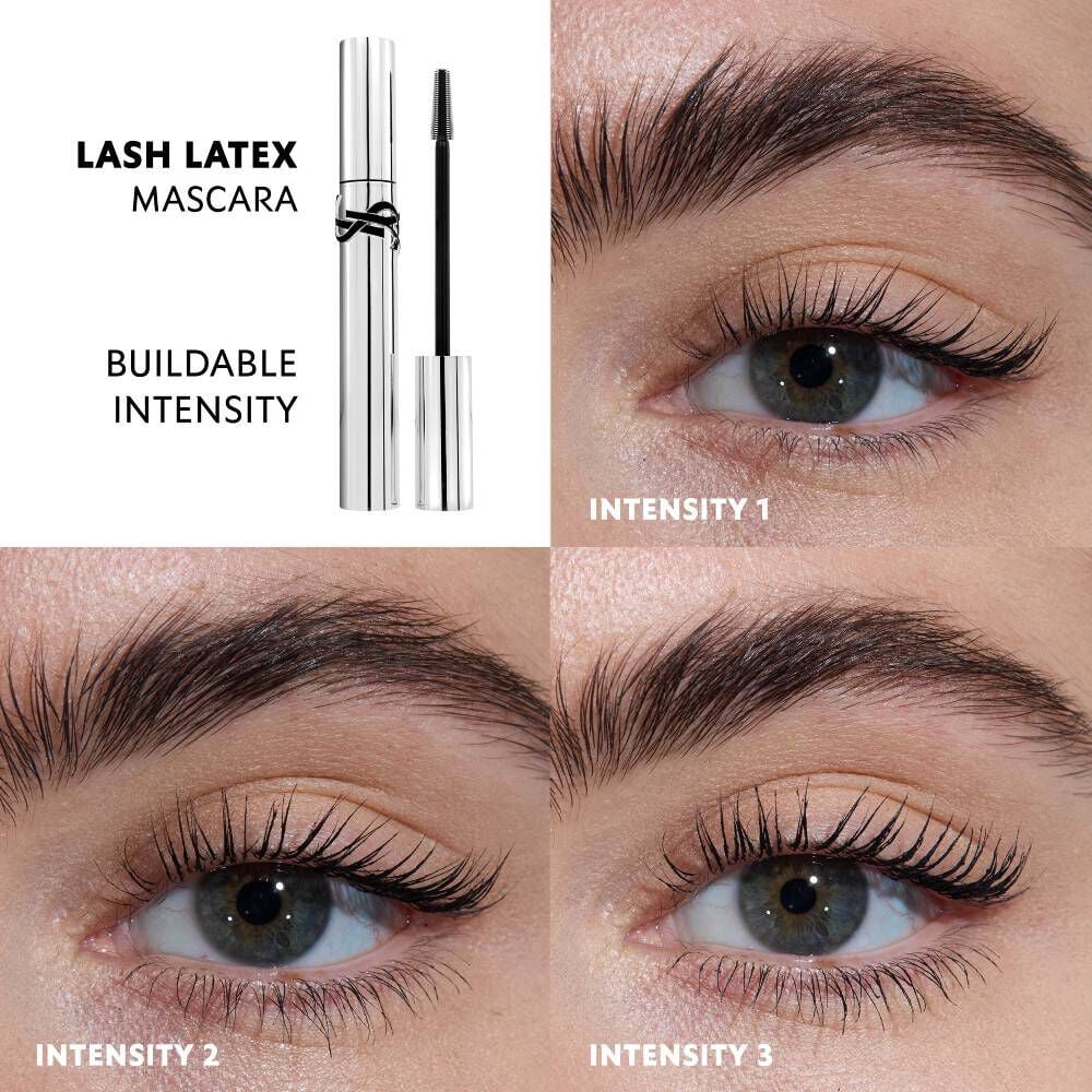 YSL Lash Latex Mascara results on short, straight, long, and curled lashes.