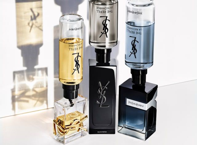 Fragancias Y, Libre y MYSLF de YSL con sus respectivos formatos refill